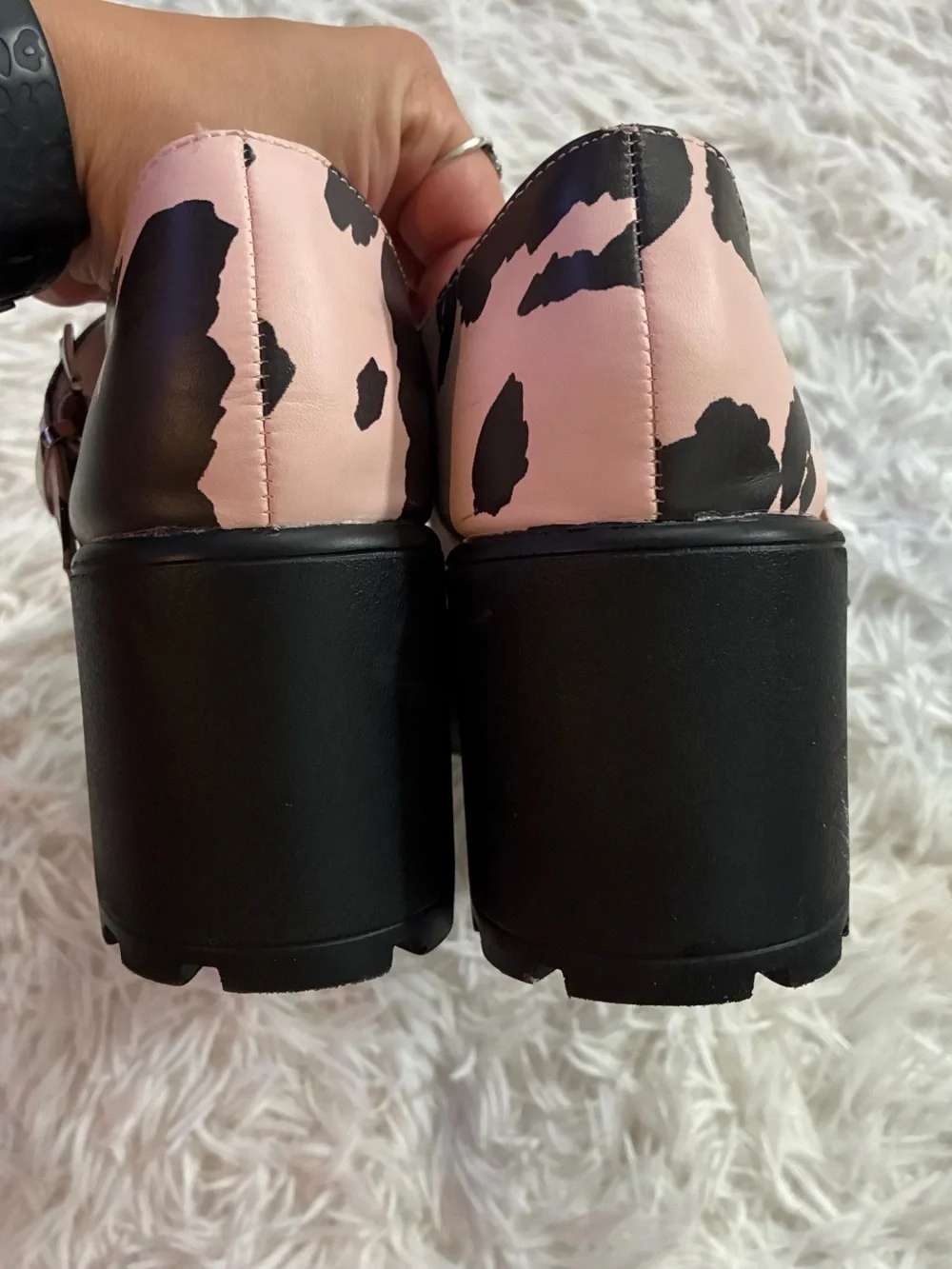 Dolls Kill Koi Harajuku Lolita Cow Kawaii Print Platform Chunky Heel Mary Jane 6